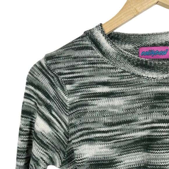 NWOT Edikted Medina Knit Open Back Cropped Sweater in Grey/White Size L - Picture 7 of 16